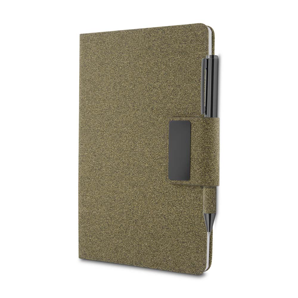 Kit escritório personalizado A5 em PU e fibra de café ou chá e caneta metálica - Imagem 3