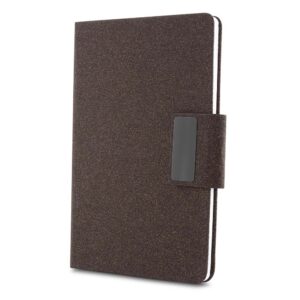 Kit escritório personalizado A5 em PU e fibra de café ou chá e caneta metálica - Café