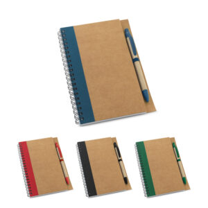 Caderno personalizado B6 capa dura em cartão com espiral e caneta