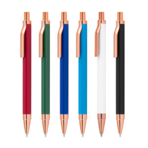 Caneta personalizada metálica clipe rose/bronze com acabamento sofisticado