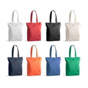 sacola de algodão reciclado com fundo personalizada