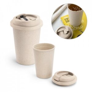 copo de viagem bambu personalizado tampa flip-top