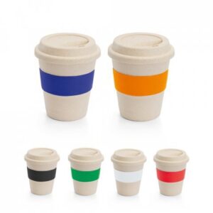 copo de viagem bambu com alça silicone personalizado