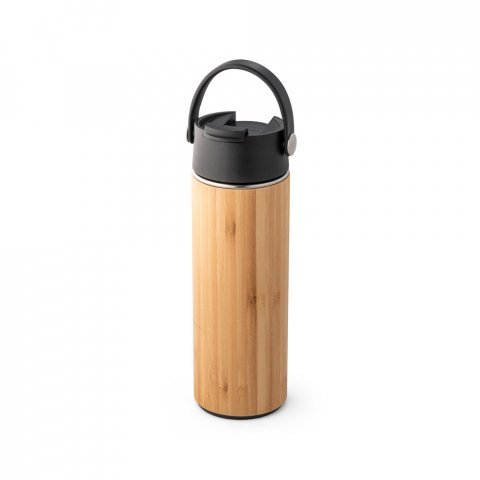garrafa termica inox bambu preta