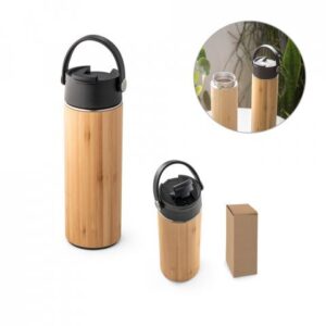 garrafa termica inox bambu