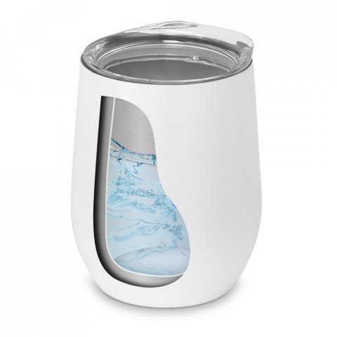 copo térmico de viagem inox personalizado branco detalhe