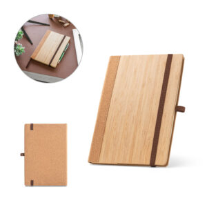 caderno de bambu e cortiça personalizado