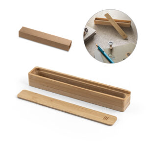 estojo de bambu para caneta personalizado