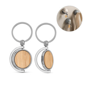 chaveiro redondo de bambu personalizado