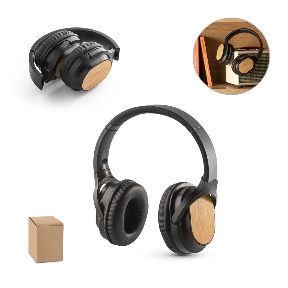 headphone wireless de bambu personalizado